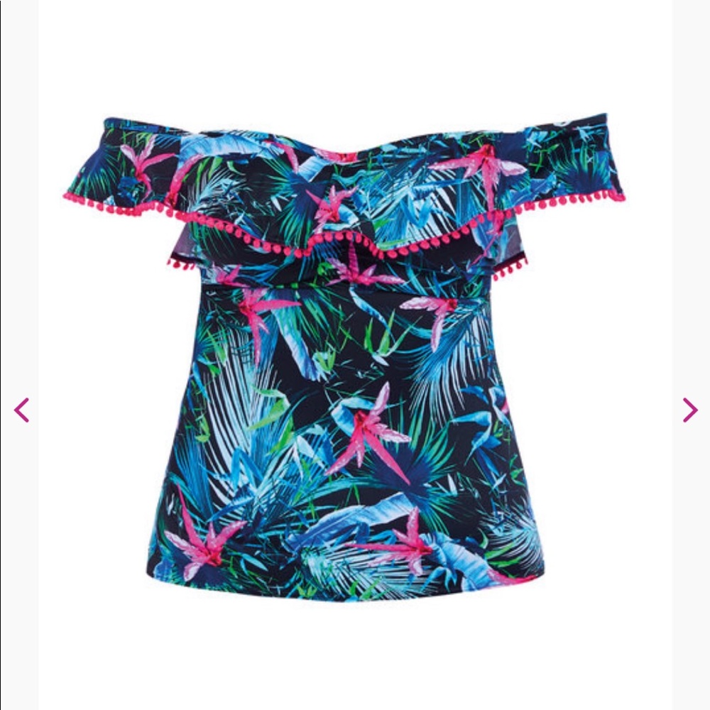 Freya Bardot Tankini Top 34DDD Measurement chart in inches in photos
